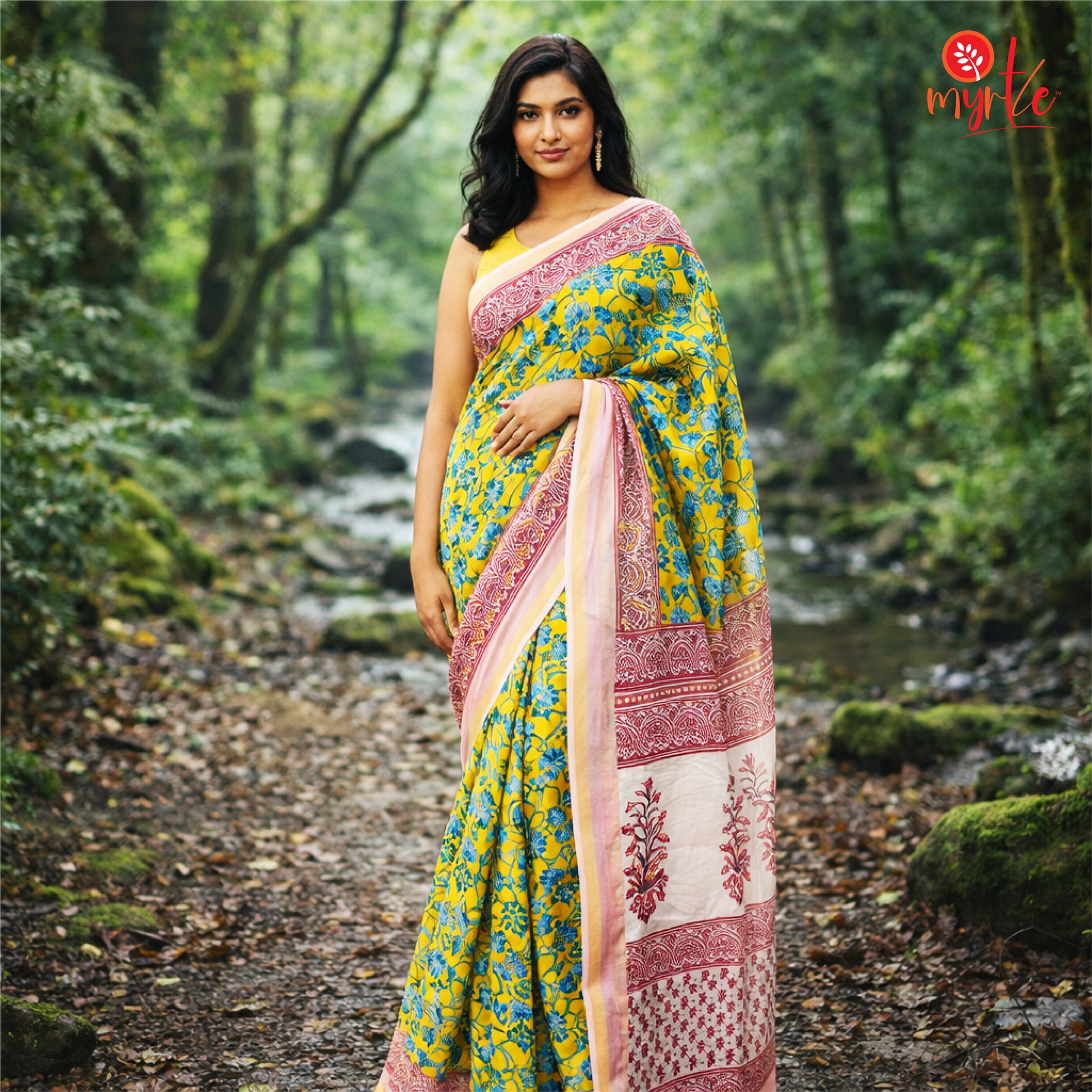 Elara yellow chanderi silk saree