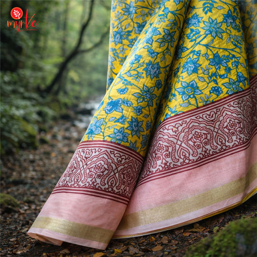 Elara yellow chanderi silk saree