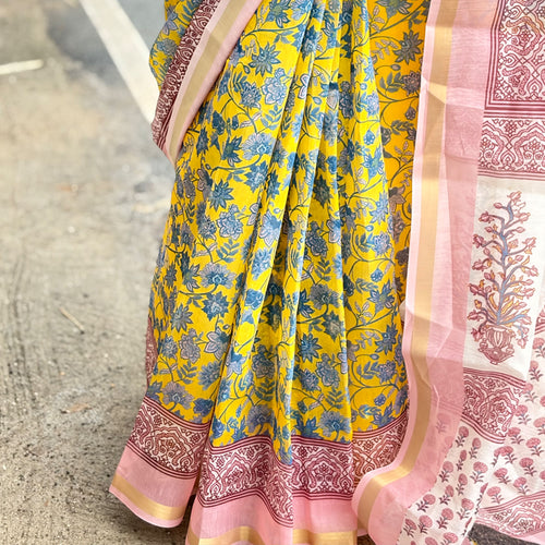 Elara yellow chanderi silk saree