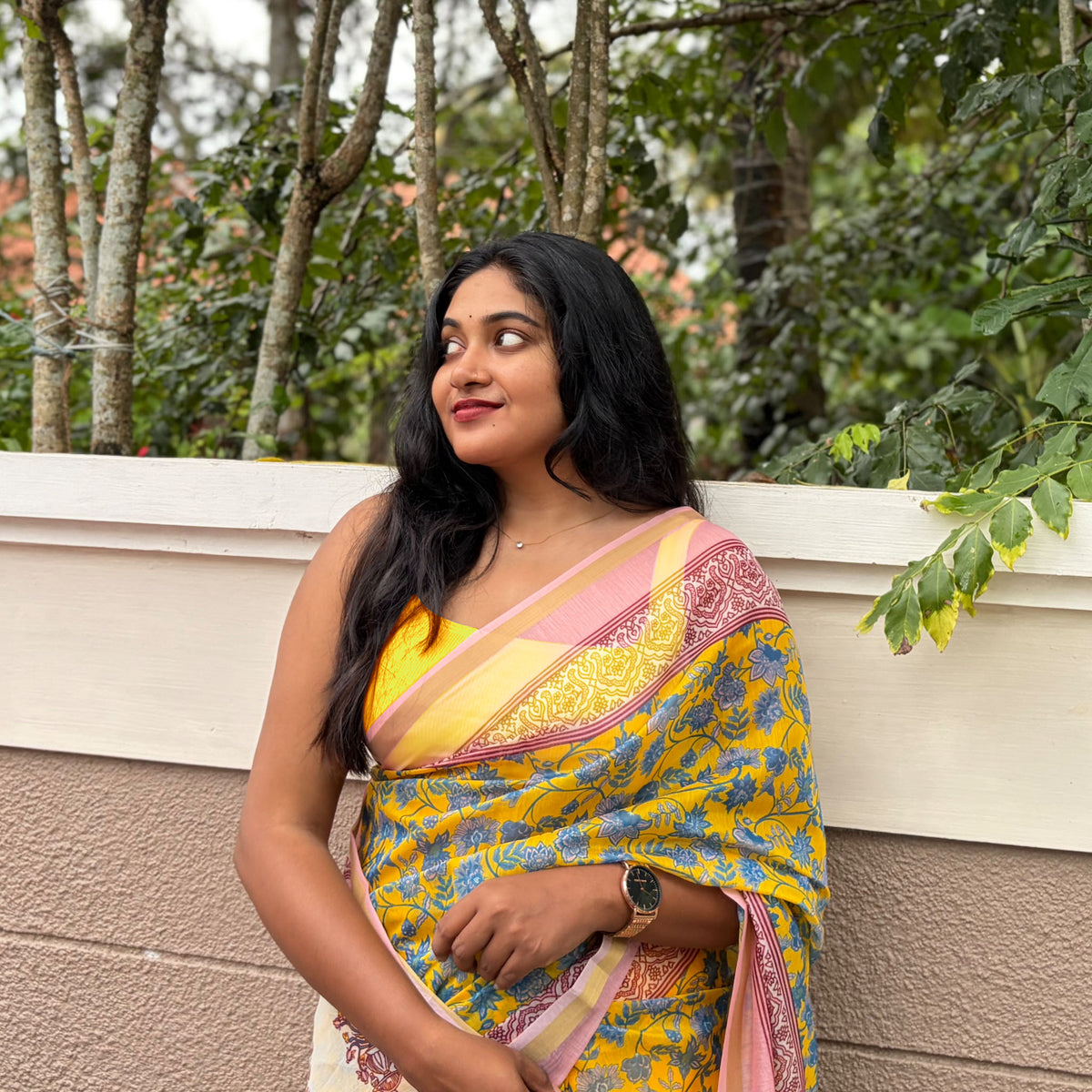 Elara yellow chanderi silk saree