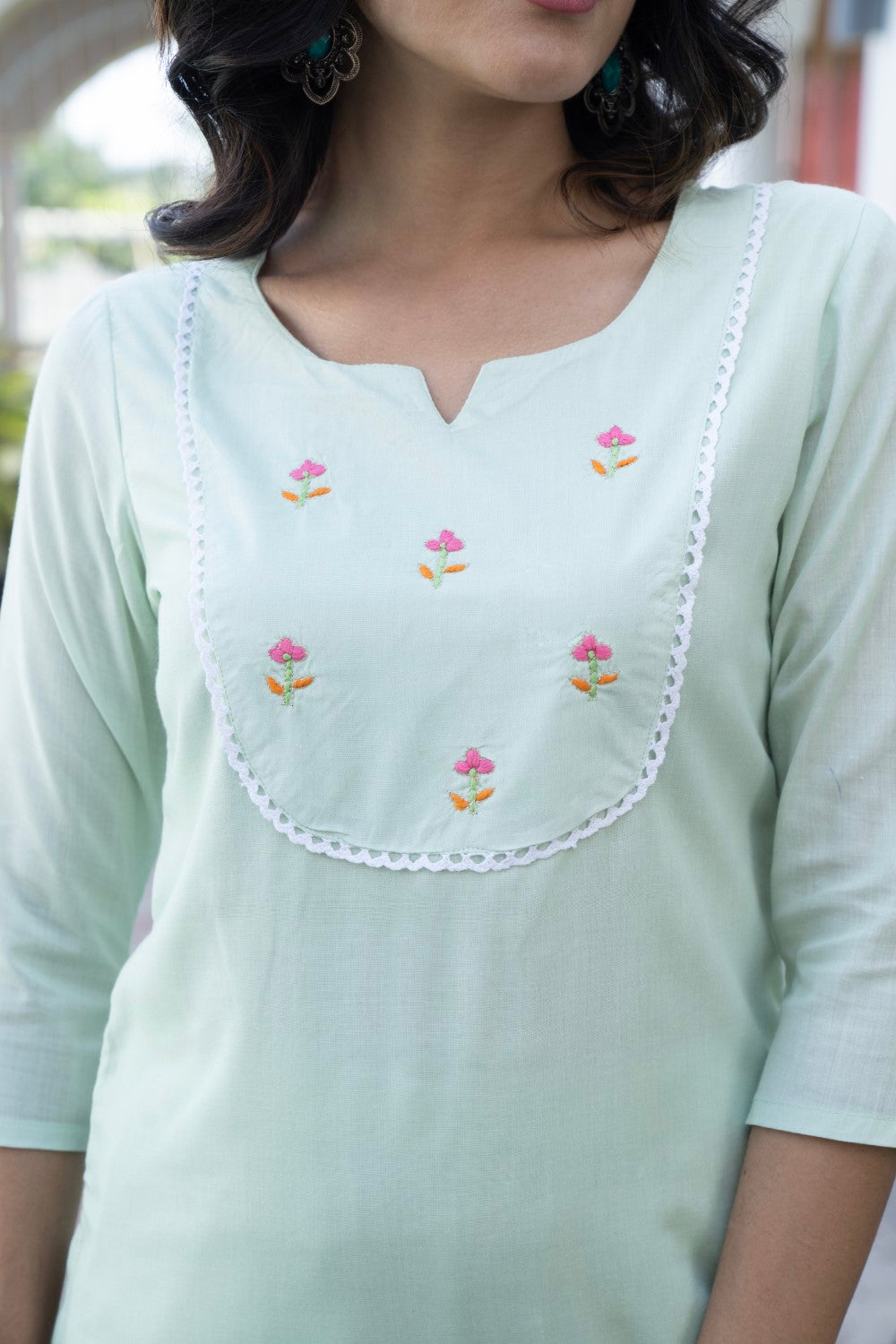 Pastel Green Embroidered Kurta Set