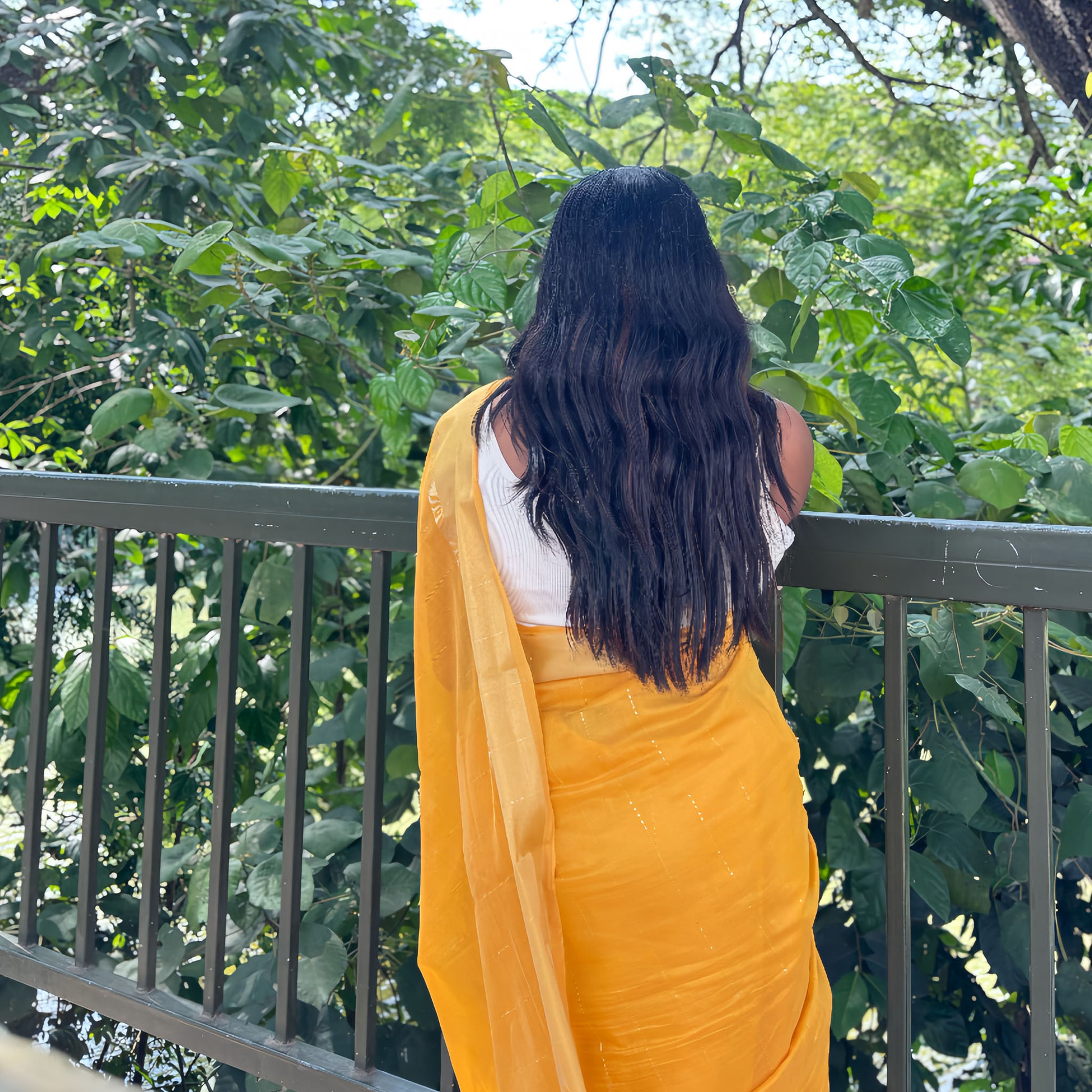 Yellow Gold Cotton–Silk Blend Saree with Gold Jacquard Border