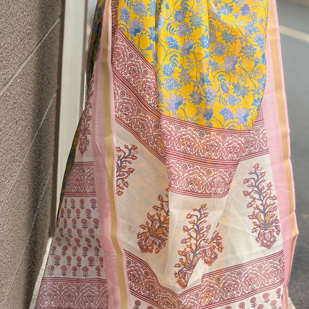 Elara yellow chanderi silk saree