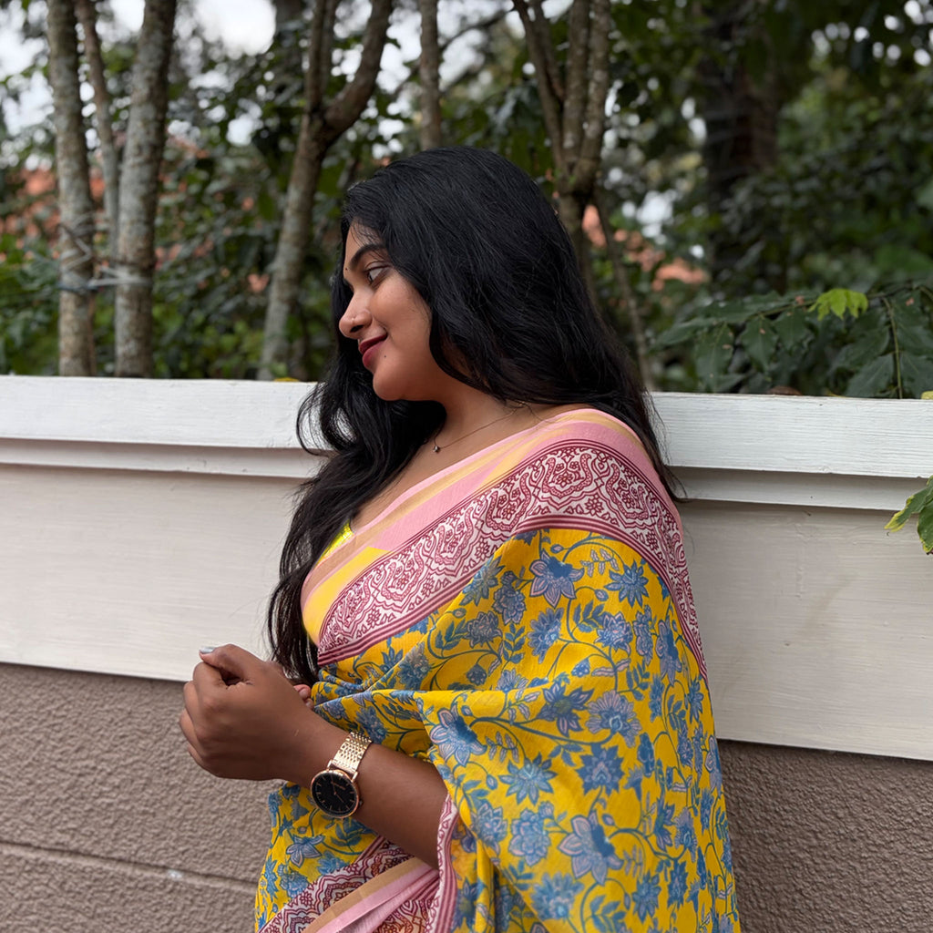 Elara yellow chanderi silk saree